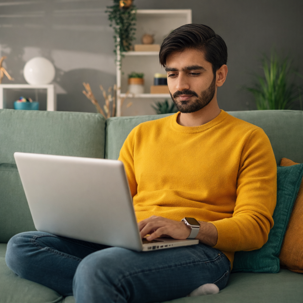 freelancer working on laptop image