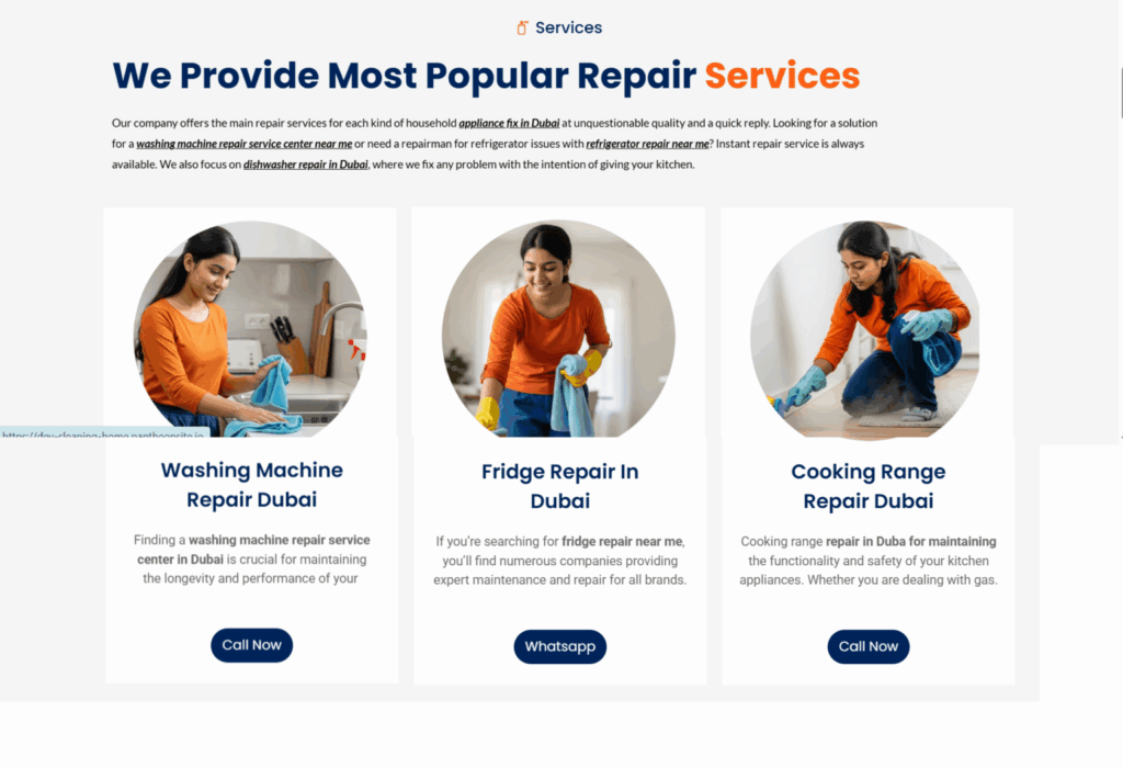 professional service features website section design