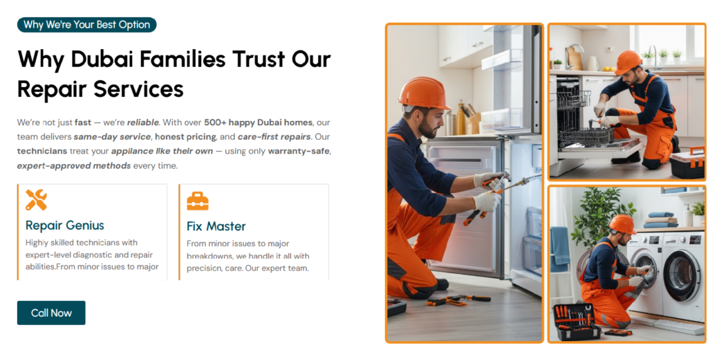 customer trust appliance repair service section